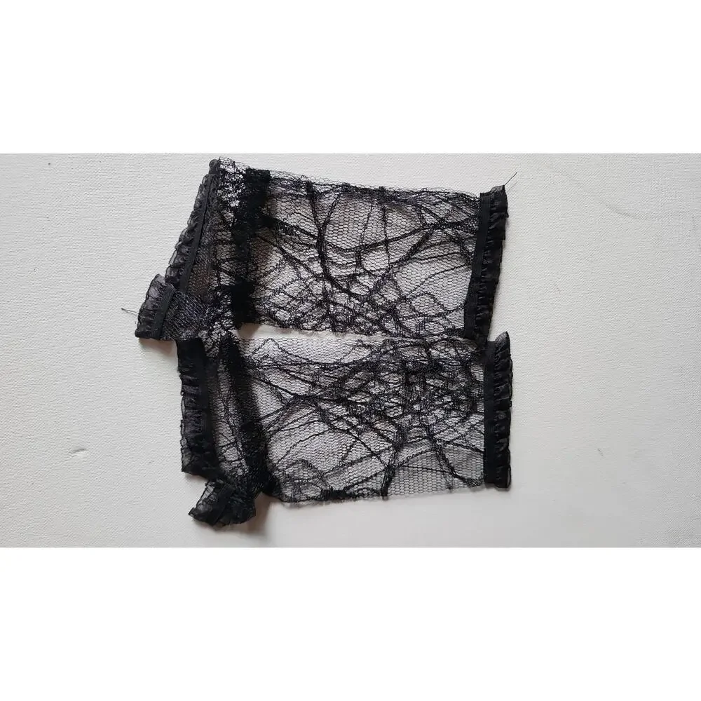 Spirit Halloween Spiderweb Lace Fingerless Gloves Black Gothic Costume OSFM - Picture 4 of 13